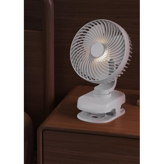 4-Speed Clip-On Small Fan Student Dormitory Radio Fan High Wind Power Shaking Rechargeable Clip Fan