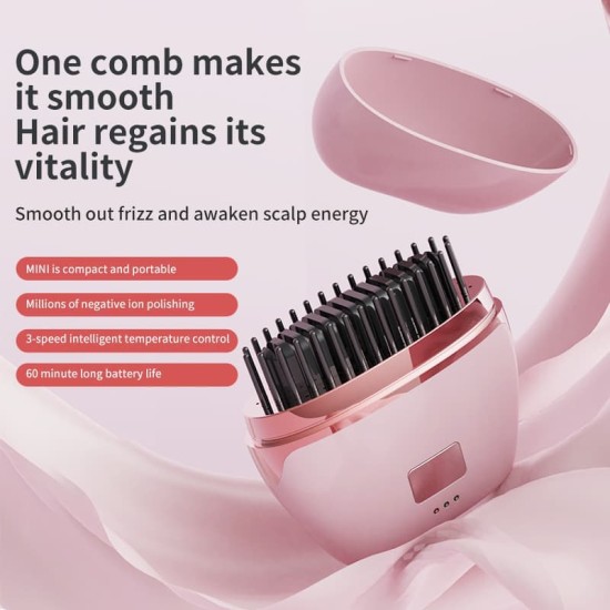 Rechargeable Cordless Portable Travel Hair Straightener Comb With Negative Ions For Straightening And Curling