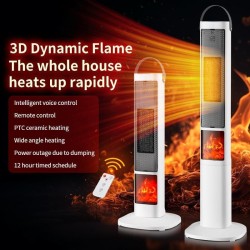 3D Simulation Flame Heater Remote Control Fireplace Electric Heater Gas Vertical Intelligent Voice Heater